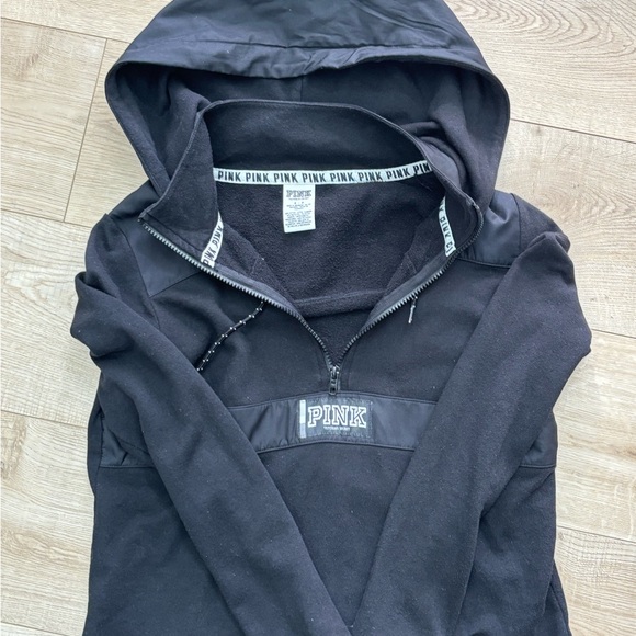 PINK Victoria's Secret Tops - PINK Victoria's Secret Black Half-Zip Pullover